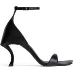 Sandales à talons de créateur Balenciaga noires en cuir de veau à motif animaux à bouts ouverts Pointure 41 pour femme 