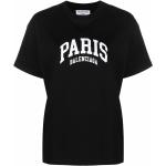 T-shirts à imprimés de créateur Balenciaga Paris noirs en jersey bio à manches courtes pour femme 