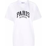 T-shirts à imprimés de créateur Balenciaga Paris blancs en jersey bio à manches courtes pour femme en promo 