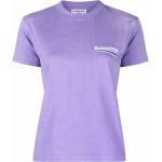 T-shirts à imprimés de créateur Balenciaga violets en jersey bio à manches courtes à col rond pour femme 