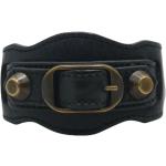 Bracelets de créateur Balenciaga noirs en cuir à clous en cuir seconde main look fashion pour femme 