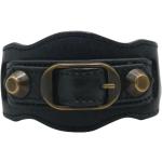 Bracelets de créateur Balenciaga noirs en cuir en cuir seconde main look fashion 