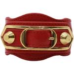 Bracelets de créateur Balenciaga rouges en cuir à clous en cuir seconde main look vintage 