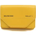 Portefeuilles 3 volets de créateur Balenciaga jaunes en cuir seconde main look vintage 
