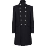 Manteaux en laine de créateur Balmain noirs à manches longues à col montant Taille 3 XL pour homme 