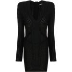 Mini robes de soirée de créateur Balmain noires en viscose minis à col en V Taille M look fashion pour femme 