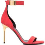 Sandales à talons de créateur Balmain rouges en daim à bouts ouverts Pointure 40 pour femme 