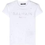 T-shirts à col rond Balmain blancs à strass de créateur Taille 10 ans pour fille de la boutique en ligne Miinto.fr avec livraison gratuite 