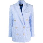 Blazers de créateur Balmain bleu ciel en tweed à manches longues Taille XL pour femme en promo 