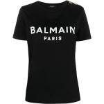 T-shirts à imprimés de créateur Balmain noirs en jersey bio à manches courtes à col rond pour femme 