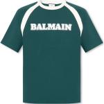 T-shirts col rond de créateur Balmain verts à manches courtes à col rond Taille XL look casual 