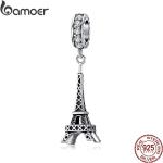 Pendentifs Bamoer gris en argent Tour Eiffel romantiques pour femme 