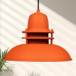 Suspensions design ampoules E27 orange en métal rustiques 