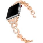 Bracelets de montre roses en aluminium à strass à à boucle déployante look fashion pour femme 