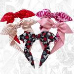 Turbans pour la Saint-Valentin rouges en coton avec noeuds à motif papillons Tailles uniques pour femme 