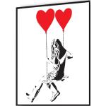 Banksy Girl With Red Heart Balloon Art Wall Poster - Pop Street Graffiti Artwork Posters Print Grande Image Bansky Grafitti Pour Décor