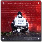 Banksy Vintage Style Metal Sign, 200 X 200mm 8 Pouces, Don't Want Your Coins, I Change, Graffiti Art Stocking Filler Gift Idea