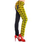 Pantalons skinny Banned jaunes à carreaux en coton mélangé Taille XS look Punk pour femme 