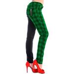 Pantalons skinny Banned verts à carreaux en coton mélangé Taille S look Punk pour femme 