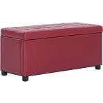 Banquette pouf tabouret meuble pouf de rangement 87 cm rouge bordeaux similicuir 3002087