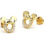 Clous d'oreille, puces d'oreille dorés en argent à clous Mickey Mouse Club Mickey Mouse look fashion pour femme 