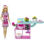 Barbie Métiers Coffret​ Fleuriste avec poupée Blonde, comptoir, 3 pâtes à Modeler, Un Moule, 2 vases et Un Ourson, Jouet pour Enfant, GTN58
