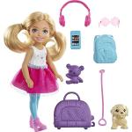 Barbie Voyage Mini-poupée ​Chelsea Blonde, avec Un Chien, Sac de Voyage et Accessoires, Jouet pour Enfant, FWV20