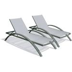 Chaises longues en aluminium DCB Garden kaki en aluminium empilables en lot de 2 