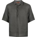 Chemises Barena gris foncé à effet froissé en lin à manches courtes Taille XXL classiques pour homme 