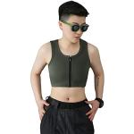 BaronHong Chest Binder Elatic Zipper Up Tank Top Shapewear pour Tomboy Trans Lesbian (vert, M)