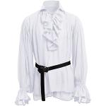 Chemises blanches en dentelle à volants à jabot à manches longues Taille S look médiéval pour homme 