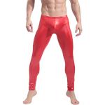 Pantalons pour fêtes de Noël rouges en cuir synthétique Taille S look sexy pour homme en promo 