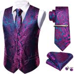 Cravates en soie de mariage violettes à motif paisley Taille XXL look casual pour homme 