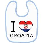 Bavoir bébé imprimé drapeau i love croatie Bleu