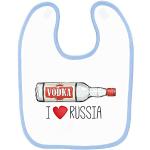 Bavoir bébé imprimé i love russia vodka Bleu