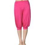 Baymate Pantalon de Sport Yoga Pantacourt Elastique Extensible - Baggy Pantalon Sarouel Femme Rose L