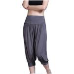 Baymate Pantalon de Sport Yoga Pantacourt Elastique Extensible - Baggy Pantalon Sarouel Femme Sombre Gris M
