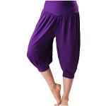Baymate Pantalon de Sport Yoga Pantacourt Elastique Extensible - Baggy Pantalon Sarouel Femme Violet 2XL