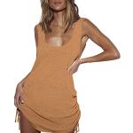 Robes d'été marron en polyester sans manches à col en V Tailles uniques look fashion pour femme 