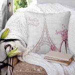 Housses de coussin beiges nude à motif papillons Tour Eiffel 45x45 cm modernes 