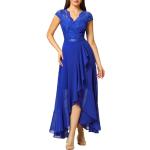 Robes de bal longues de mariage bleus saphir en dentelle à col en V Taille XL look fashion pour femme 