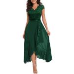 Robes de bal longues de mariage vert foncé en dentelle à col en V Taille S look fashion pour femme 