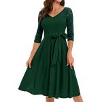 Robes de bal longues de mariage vert foncé en dentelle mi-longues à col en V Taille S look fashion pour femme 