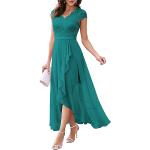 Robes de bal longues de mariage turquoise en dentelle à col en V Taille 3 XL look fashion pour femme 
