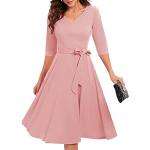 Robes de cocktail de mariage roses en lycra à manches trois-quart Taille XL look fashion pour femme 