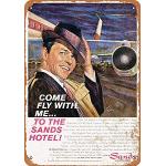 BDTS Frank Sinatra The Sands Hotel Las Vegas Plaque métallique Vintage en métal sur Mesure 20,3 x 30,5 cm