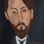 Beau Portrait À L'huile Unique Moderniste, Signé, Modigliani, Après