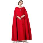Capes à capuche de mariée rouges en laine coupe-vents à capuche Tailles uniques look médiéval pour femme 