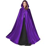 Capes de mariage d'automne violettes en satin à capuche Tailles uniques plus size look médiéval pour femme 