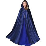 Capes de mariage d'automne bleus foncé en satin à capuche Tailles uniques look médiéval pour femme 